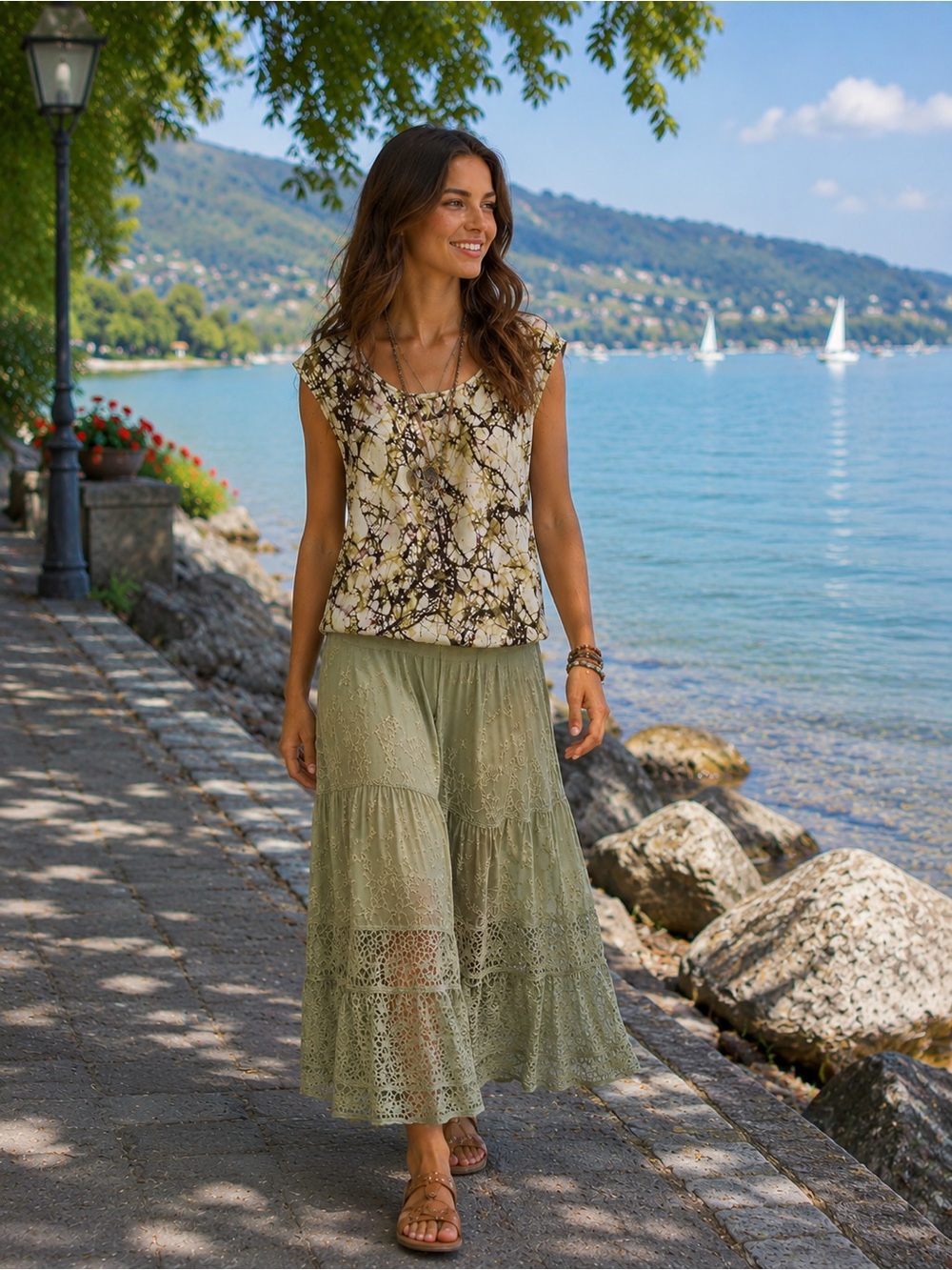 100% Silk Matty M 100% Silk Boho Top Blouse – Size M